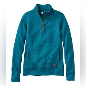 L.L. Bean Quilted Teal Pullover with Half-Zip
